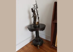 Victorian pedestal stand with bronze statue