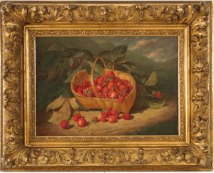 Frederick Stone Batcheller (American 1837-1889) - Basket of Strawberries in Landscape