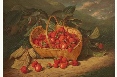 Frederick Stone Batcheller – Basket of Strawberries in Landscape
