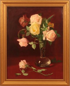 Jonas Joseph LaValley (American, 1858 - 1930) - Roses in a Glass Vase, 1872