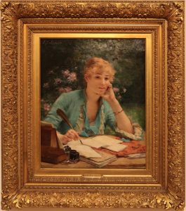 home gallery artists about articles faqs visit ☰ More Jules Frederic Ballavoine (French, c. 1844 - 1914) - Penning A Love Letter